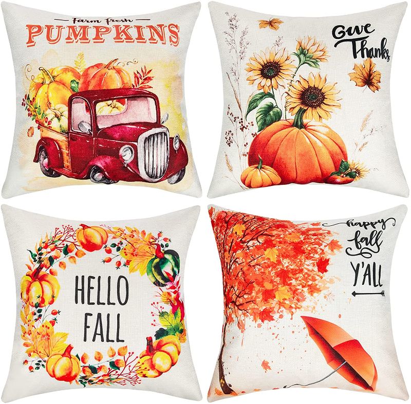 Photo 1 of 2 PACK Autumn Pillow Covers 18x18 Set of 8 in Total