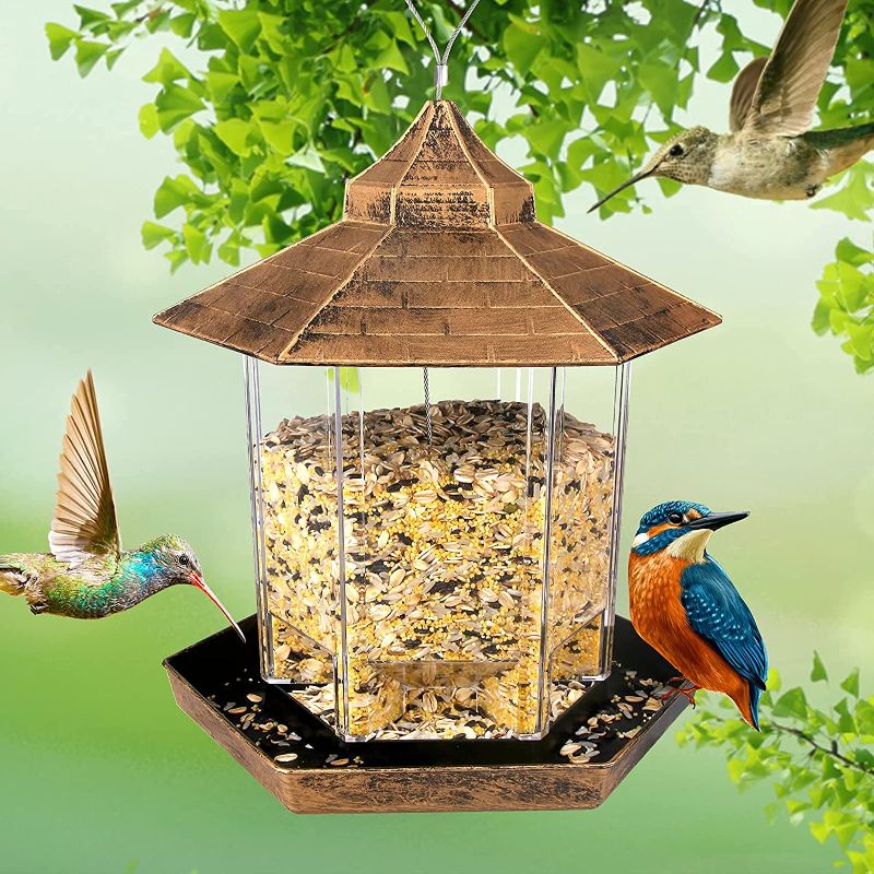 Photo 1 of Bird Feeders , Hanging Bird Feeder with Ideal Hexagon Shaped for Courtyard