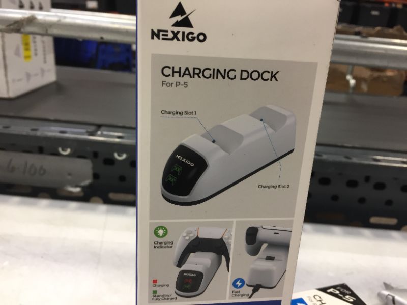 Photo 1 of NexiGo Dobe Upgraded PS5 Controller Charger, Dual Charing Station with LED Indicator, High Speed, Fast Charging Dock for Playstation 5 DualSense Controller, White