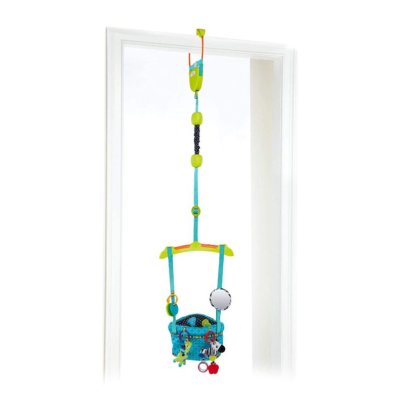 Photo 1 of Bright Starts Bounce 'N Spring Deluxe Door Jumper with Take-Along Toys, Ages 6 months +, Blue