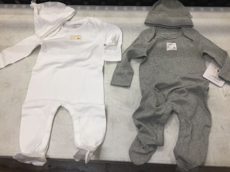 Photo 1 of Burt's Bees Baby Gender Neutral Layette Footed Jumpsuits & Knot Top Hats, 4-Piec
