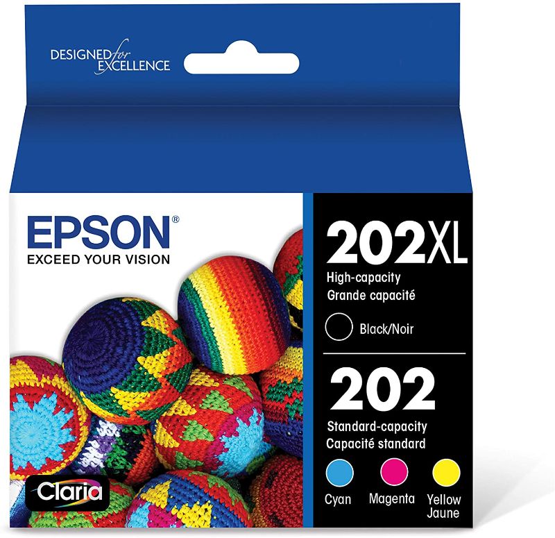 Photo 1 of Epson - Cartouche D'encre T202XL DuraBrite Ultra Haut Rendement, Noir Et Couleurs Standard CMY, Paquet Combiné (T202XL-BCS)