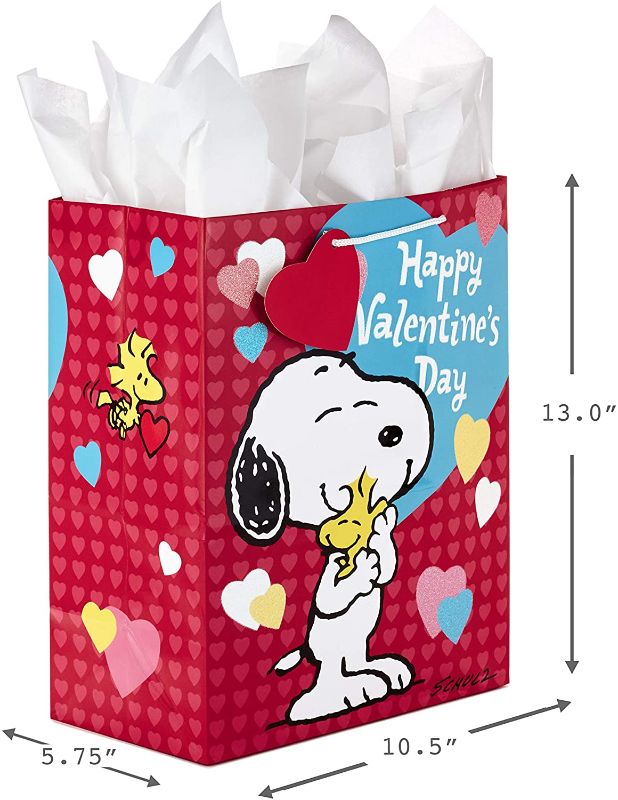 Photo 1 of 2 pack Snoopy Woodstock Valentine's Day Gift Bags Peanuts Hallmark w Tissue  

