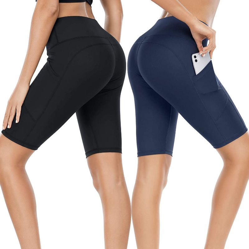 Photo 1 of large size YOMOVER Workout Shorts for Women 2 Pack High Waist Athletic Running Compression Yoga Shorts with Pockets
