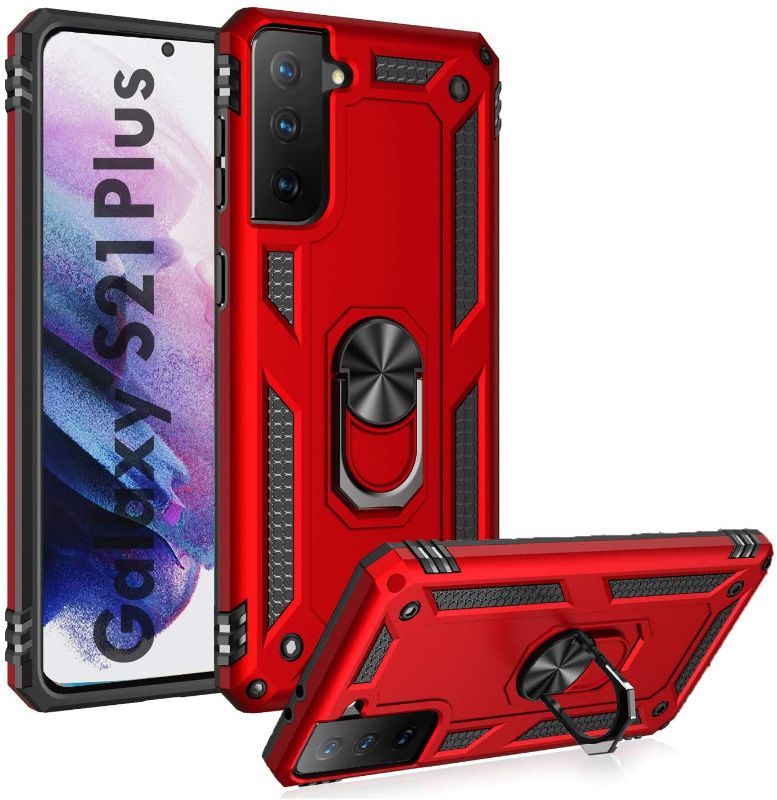 Photo 1 of Hackers Case, Compatible with Galaxy S21 5G Series, Please Choose Carefully from S21/ S21Plus/ S21Ultra, Phone Cover with Magnetic Kickstand, Anti-Drop Anti-Shock, Protective Bumper Case.(Red)
