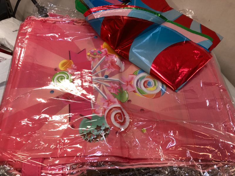 Photo 2 of 10 Candyland Goodie Bags*Gift drawstring bags with 10 lollipop balloons for sweet candy themed supplies and birthday party decoration gifts
