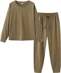 Photo 1 of HOdo Pajamas Set Women Soft Cotton Sleepwear ARMY GREEN SIZE XL 