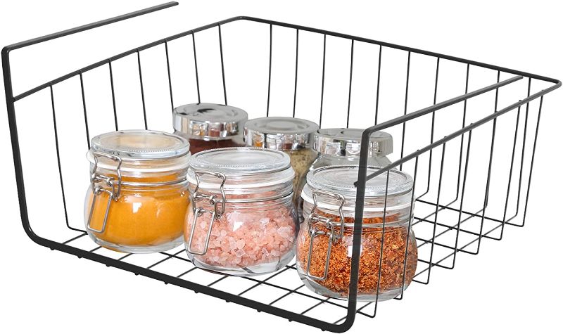 Photo 1 of 6 Pack Under Cabinet Storage, Under Shelf Storage Wire Basket Home Organization for Kitchen Pantry Desk, Easy to Install, Black 16.5X9.75 INCHES