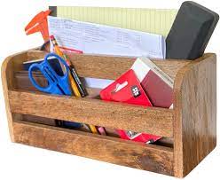 Photo 1 of Wrightmart Desk Organizer, Desktop, Kitchen Counter Storage, 2 Drawer Bill, Letter, Folder, Holder Sorter, Office Command Center, Handmade of Hardwood, Farmhouse Barnwood Character, Natural Finish
