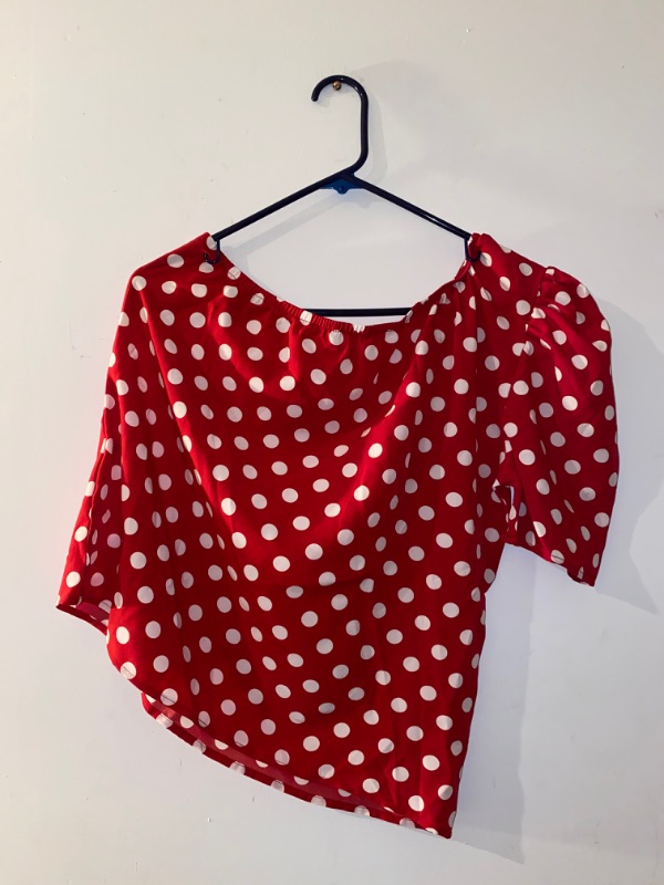 Photo 1 of Womens Summer POLKA DOT Printed Off The Shoulder BLOUSE, SIZE UNKNOWN