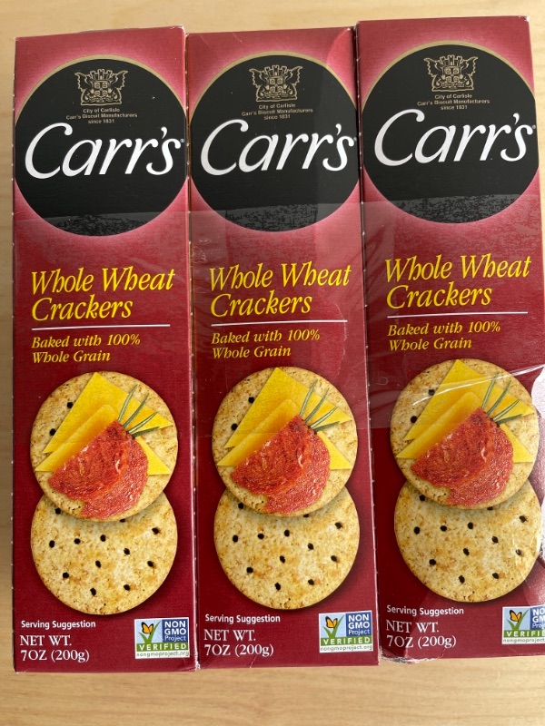 Photo 2 of Carr's Crackers, Whole Grain Crackers, Party Snacks, Whole Wheat, 7oz Box EXP 04/06/2022