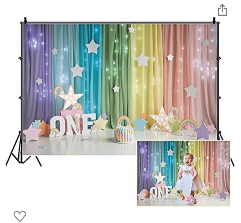 Photo 1 of 4.8 out of 5 stars  10 Reviews
Leowefowa 7x5ft 1st Birthday Backdrop Twinkle Little Star Cake Smash Girls One Year Birthday House Interior Living Room Baby First Birthday Photography Background Newborn YouTube Photo Props