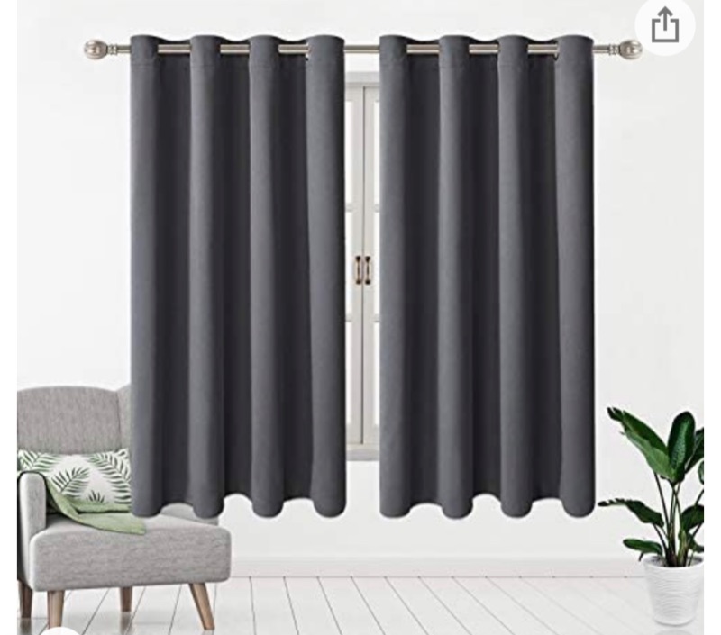 Photo 1 of Dark Grey Room Darkening Curtains 63 inches Long,Blackout Curtains for Bedroom 2 Panels Set,52 inch Widest Window Drapes Thermal Insulated Grommet Soundproof Curtainsfor Living Room,52W63 L