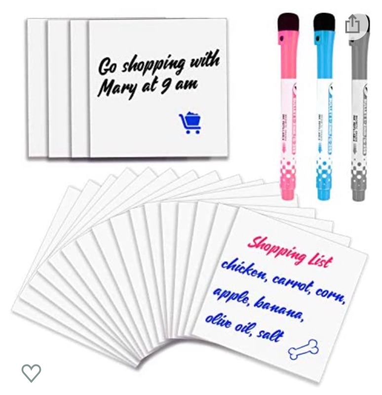 Photo 1 of MyLifeUNIT Dry Erase Sticky Notes, Reusable Magnetic Whiteboard Stickers with Pens (4 inch Square, 20 Pack)