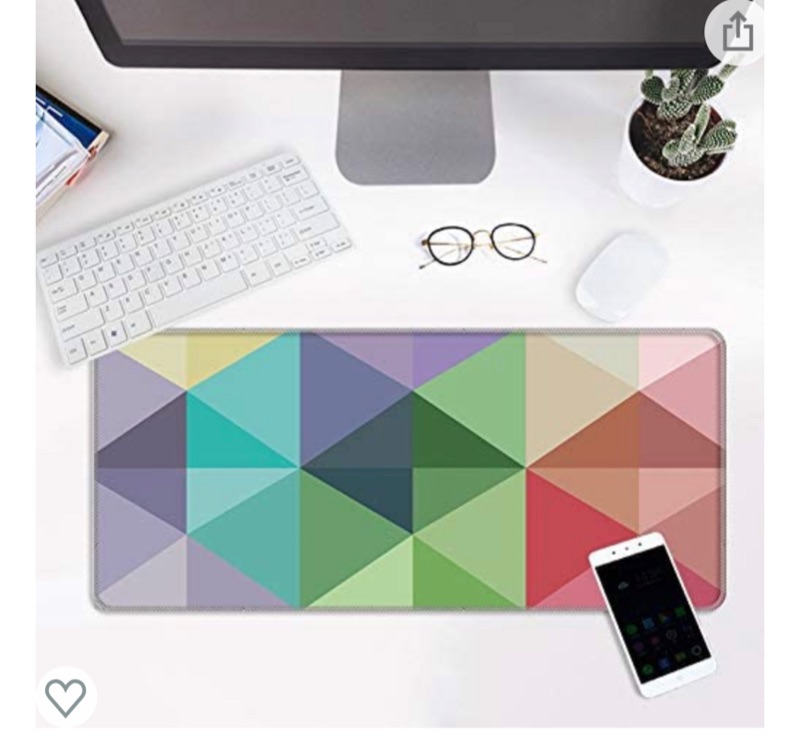 Photo 1 of VRBELNI Multifunctional Office Desk Pad, 31.5" x 11.8" Rubber Non-Slip Base with Stitched Edges Waterproof Keyboard Mouse Mat Desk Pad for Work, Game, Office (Colorful Rhombus)