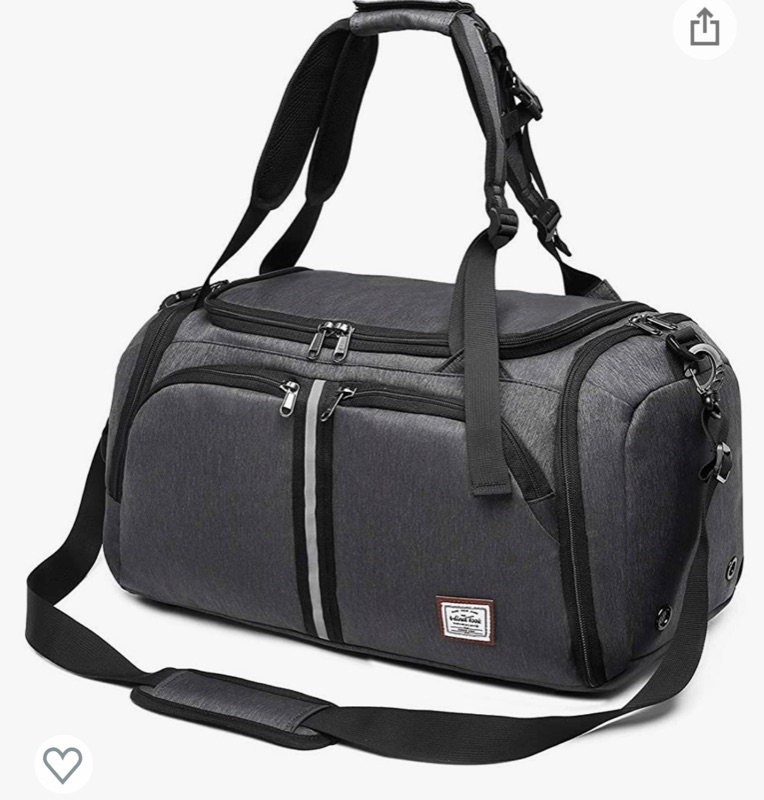 Photo 1 of WindTook Travel Duffels Gym Bag 40L Sports Bag Carryon Bag Weekender Overnight Bag Shoes Pocket for Men 20.1 x 10.6 x 10.6 inches with Backpack Straps for Weekend Getaway Camping Training Swim