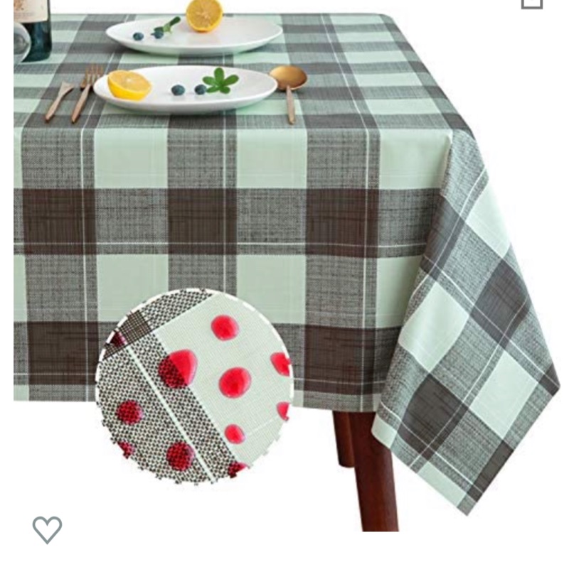 Photo 1 of 100% Waterproof PVC Tablecloth, Stain Resistant, Waterproof, Oil-Proof Spill-Proof Durable Plaid Check Table Cloth for Outdoor and Indoor Use,54 x 84 Inch,Coffee