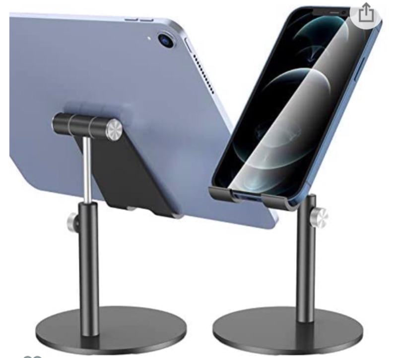 Photo 1 of EPULY Cell Phone Stand, Quality Aluminum Angle Height Adjustable Phone Holder Dock for Desk, Compatible with All Mobile Phones, iPhone, Switch, iPad, Tablet (up to 10 inch), Black