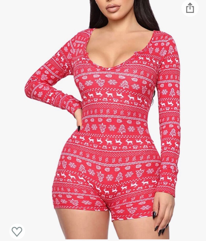 Photo 1 of Womens Plaid Print Shorts Long Sleeve Rompers One Piece Bodysuits Pajamas Jumpsuit