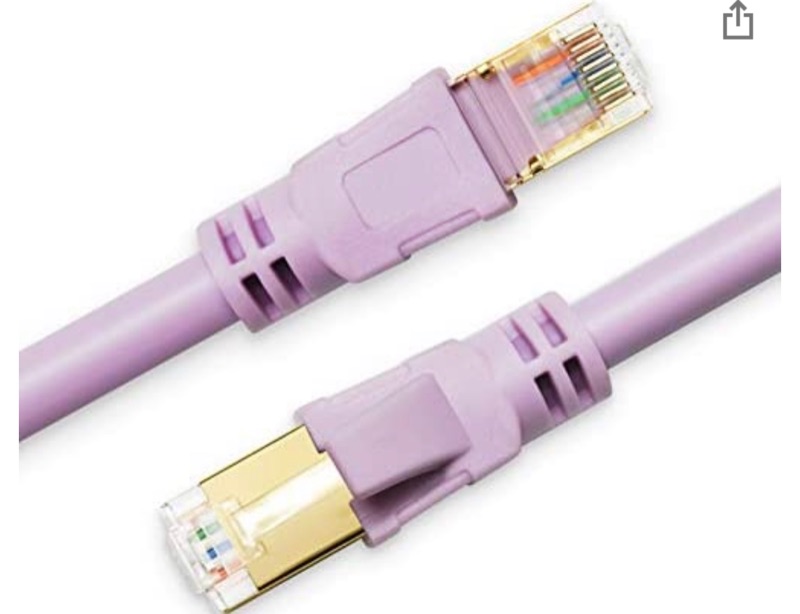 Photo 1 of CAT 8 Ethernet Cable, 33ft High Speed 40Gbps 2000MHz Morandi Colored CAT8 SFTP Cord, Gigabit Internet Network LAN Cable with Gold Plated RJ45 Connector for Gaming, Modem, PC (Morandi Purple, 33ft