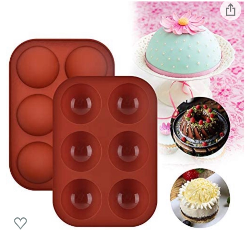 Photo 1 of BAIYIYI Chocolate Mold Silicone Molds for Baking,2 Packs Medium 6-Cavity Semi Sphere Round Silicone Baking Mold Pan for Making Hot Chocolate Bomb, Mousse, Cake, Jelly, Pudding, Cookie(Dia 2.04")