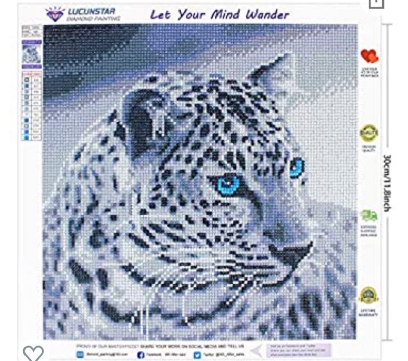 Photo 1 of DIY 5D Tiger Diamond Painting Blue Eyes White Tiger Crystal Art Diamond Painting Round Diamond Kit Rhinestone for Home Christmas Wall Decoration Animal Art Crafts 11.8×11.8In