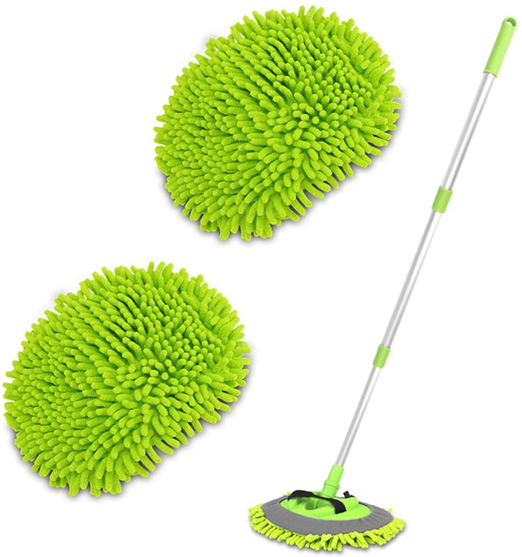 Photo 1 of 2 in 1 Chenille Microfiber Car Wash Brush Mop Mitt with 45" Aluminum Alloy Long Handle, Car Cleaning Kit Brush Duster, Not Hurt Paint Scratch Free Cleaning Tool Dust Collector Supply for Washing Truck