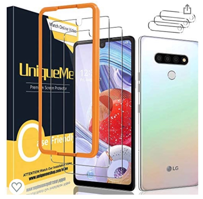 Photo 1 of [2+3 Pack] UniqueMe Camera Lens Protector and Screen Protector for LG Stylo 6 Tempered Glass [Easy Installation Frame] HD Clear [Anti-Scratch]