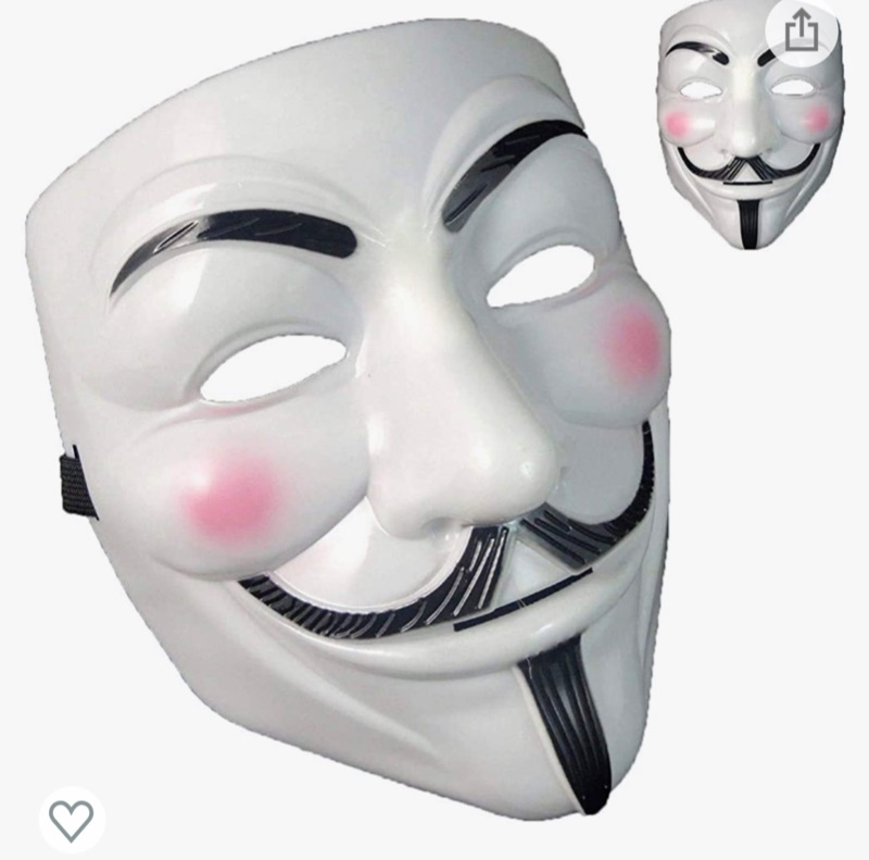 Photo 1 of V for Vendetta Mask, Hacker Mask Halloween Masks - Anonymous Guy Masks for Kids Costume-2 pack