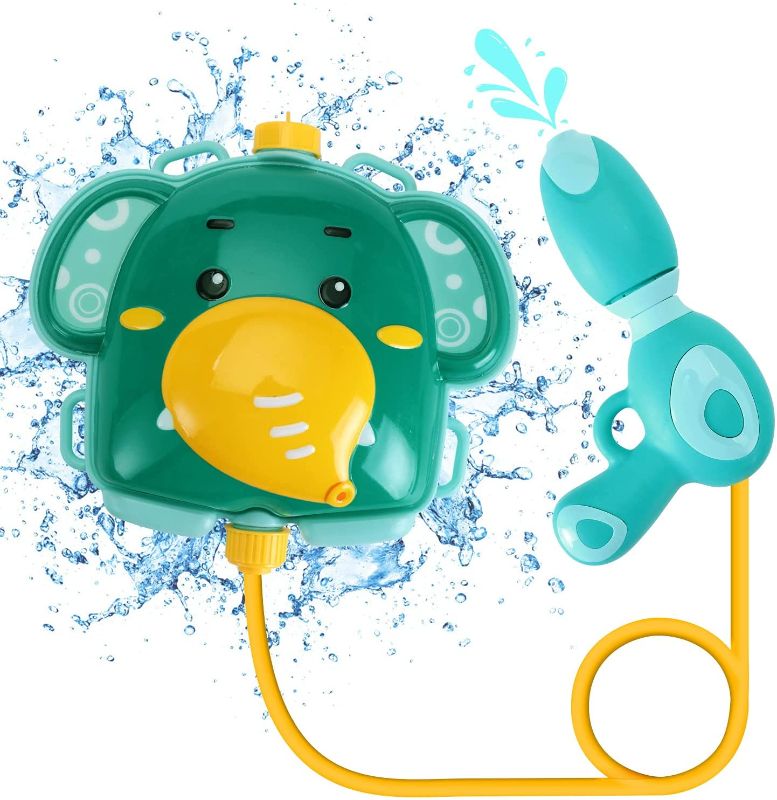 Photo 1 of Backpack Water Guns - Squirt Gun Water Toys for Kids in Outdoor Backyard and Summer Swimming Pool (Elephant)