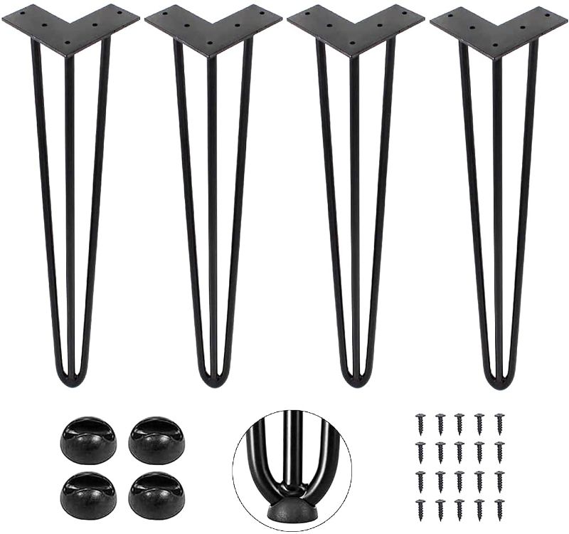 Photo 1 of 16'' Hairpin Legs 3-Rod Mid Century Modern for Coffee Table& Chair and Home DIY Furniture Projects,with Floor Protecter and Screws(Set of 4)
