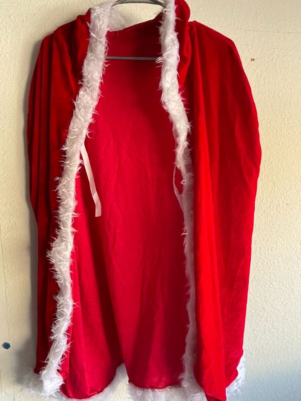 Photo 2 of Christmas Halloween Costumes Cloak Mrs. Claus Santa Xmas Velvet Hooded Cape Robe
