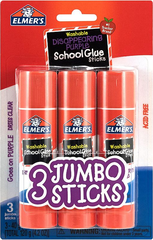 Photo 1 of Elmer's Glue Stick (E579), Disappearing Purple, 3 Sticks