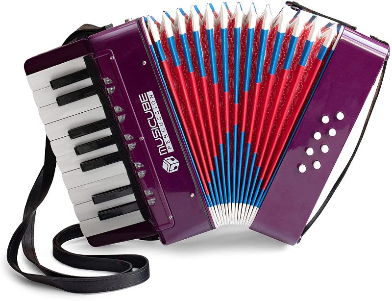 Photo 2 of Accordion Instrument for Kids Professional 17 Keys 8 Bass Accordion with Straps for Beginner Student Educational Musical Instrument for Boys Girls Aged 3+ Gift Choice-NOT MUSICUBE BRAND