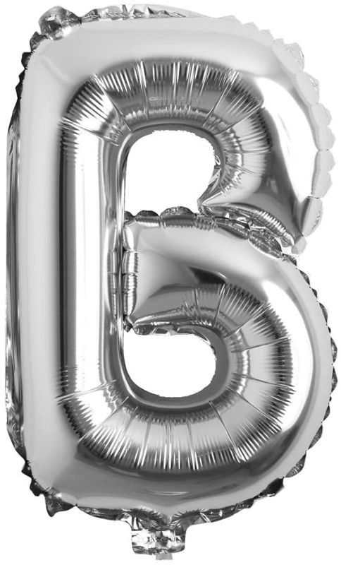 Photo 1 of 16" inch Single Silver Alphabet Letter Number Balloons Aluminum Hanging Foil Film Balloon Wedding Birthday Party Decoration Banner Air Mylar Balloons (16 inch Silver B)