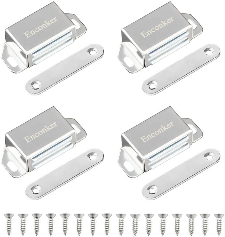 Photo 1 of 2 pack Enconker Magnetic Door Catch 20lbs 4 Pack, Magnetic Cabinet Latch Stainless Steel Screws, Hidden Strong Strike Tightly Closed Kitchen Cupboard Drawer Wardrobe Furniture Door Shutter Rustproof Closure
