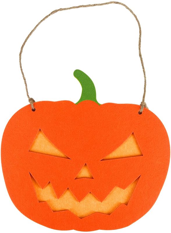 Photo 1 of BYKITCHEN Halloween Door Hanger Decoration, Felt Pumpkin Halloween Hanging Sign, Halloween Front Door Indoor Wall Decorations for Halloween Party
