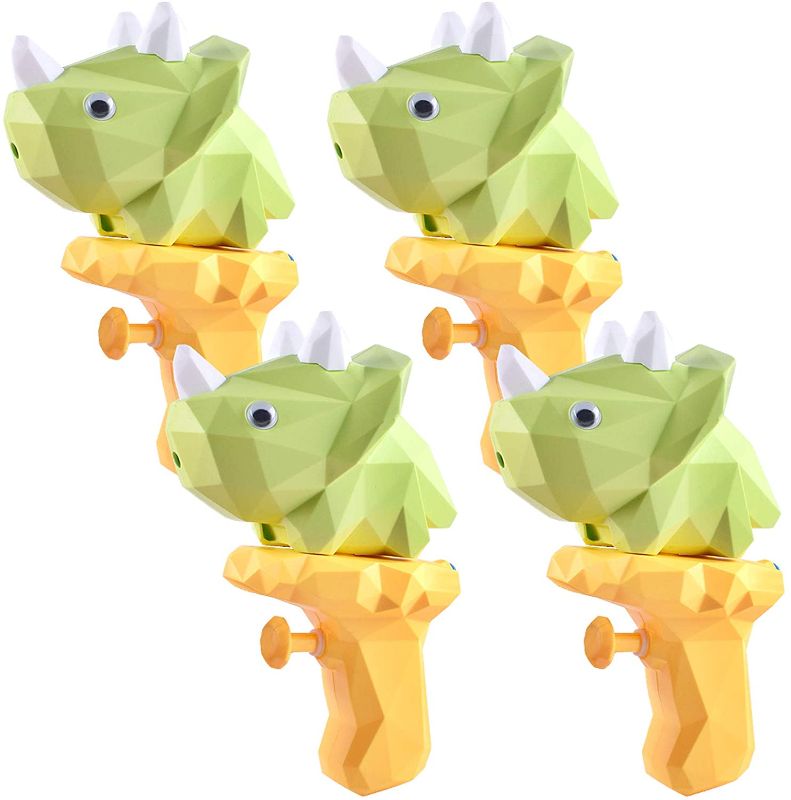 Photo 1 of TICZLOE Water Gun, 4 Pack Water Guns for Kids Dinosaur Squirt Gun 150ml Capacity, Small Water Pistols for Boys and Girls Toddlers in Bath Pool Party Favors Summer Water Toys (Green)