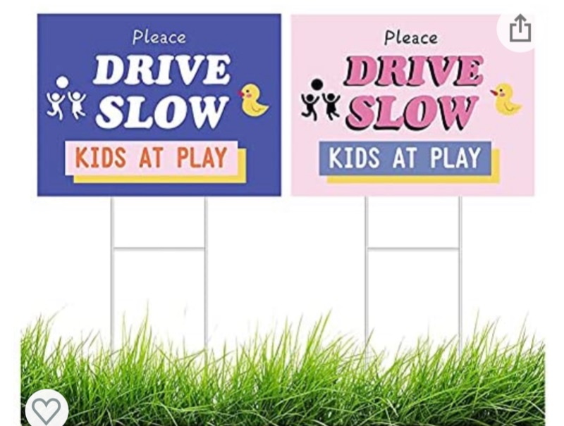 Photo 1 of 2 Pack Drive Slow Sign - Kids at Play! - Colorful Double Sided Outdoor Signage with Stakes Corrugated - Keep Child Safely for Driveway, Streets, Park, School, Sidewalk, Sign Measures 11.81" x 15.74"