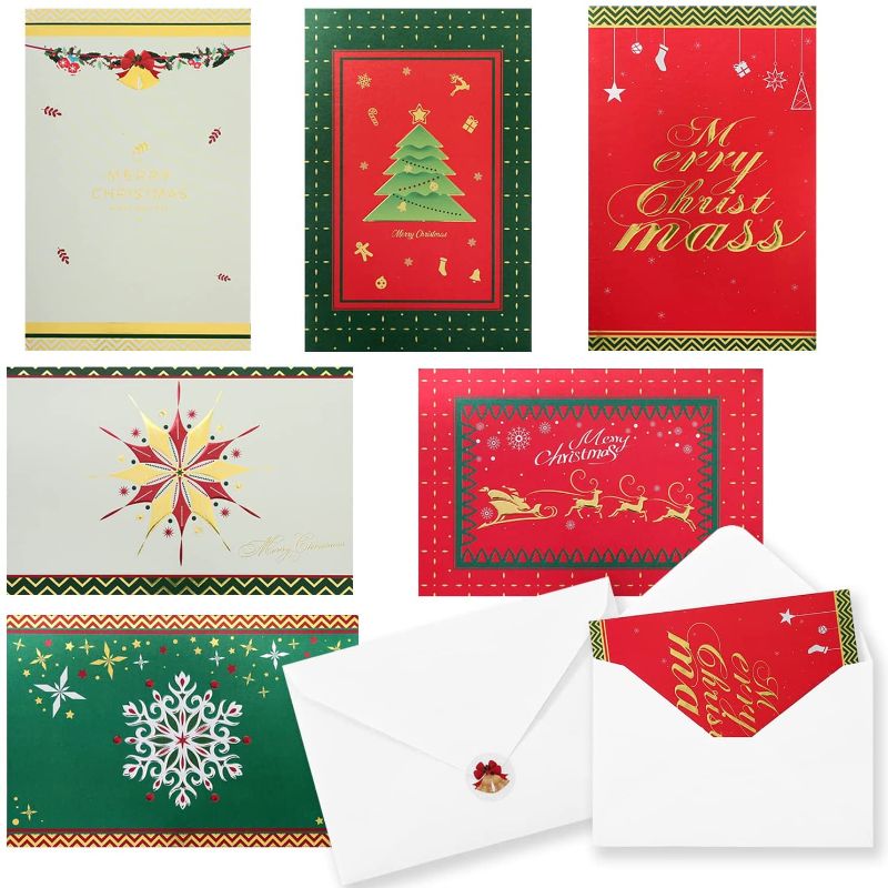 Photo 1 of Boxed Christmas Cards Set.6 Elegant Retro Pattern Designs,24 Embossed Pattern Greeting Cards with 24 White Envelopes-24 Stickers Printed with The Same Pattern.Pure white elegant box set(6‘’×4”)
