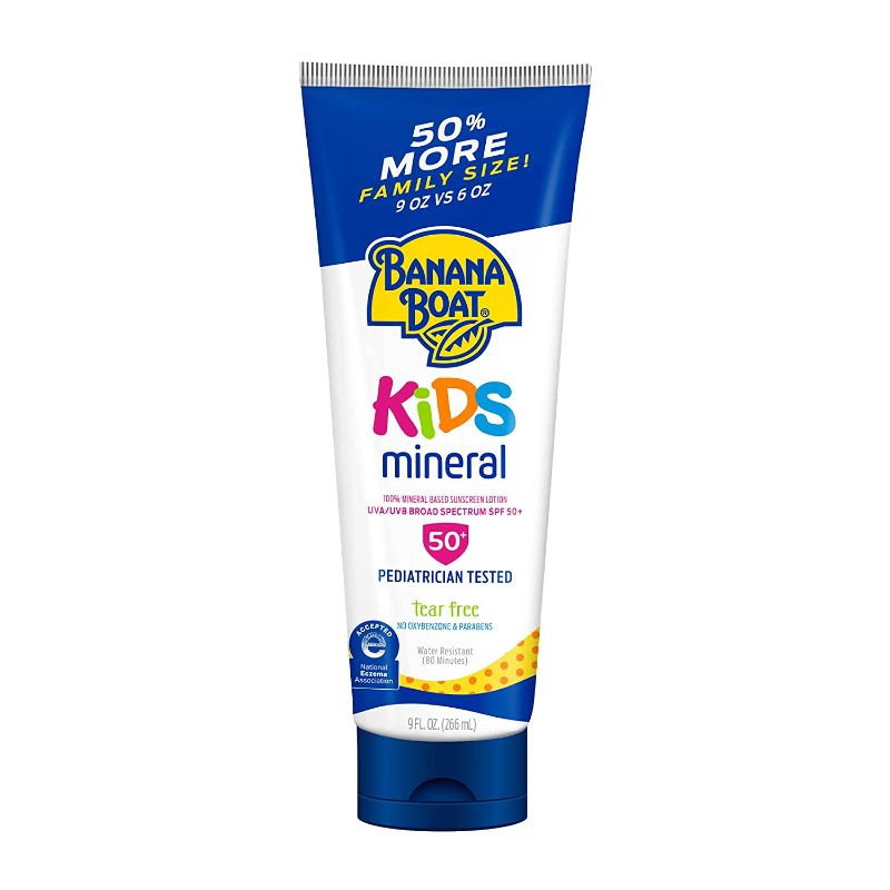 Photo 1 of Banana Boat Kids 100% Mineral, Tear-Free, Reef Friendly, Broad Spectrum Sunscreen Lotion, SPF 50, 9oz., Value Size
