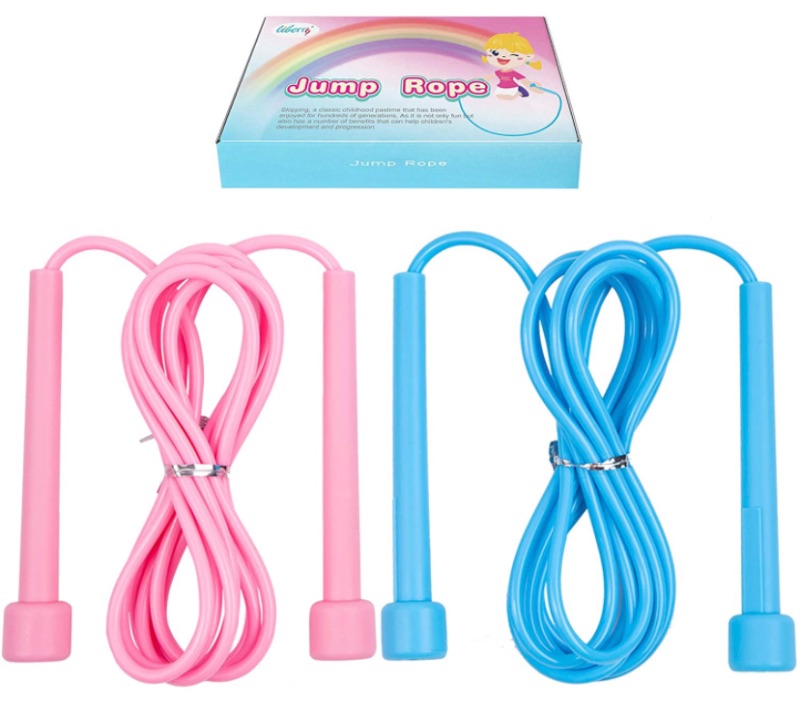 Photo 1 of 2PCS Kids Jump Ropes, Adjustable & Lightweight Skipping Rope for Boys& Girls, Preschooler, School-Aged Child, Pink and Blue Jumping Rope with Gift Box