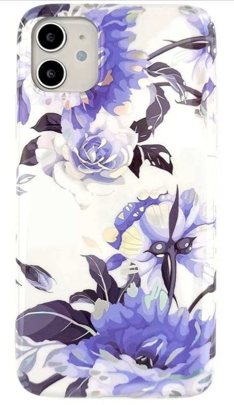 Photo 1 of HUIYI Phone Case for iPhone 11, Holographic Shiny Floral Pattern TPU Protective Dropproof Phone Case (Color 01)