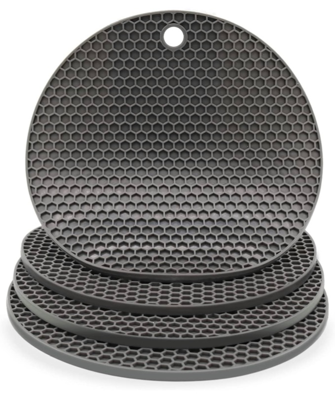 Photo 1 of 2 Packs I Trivets for Hot Pots and Pans,Silicone Pot Holders, (Gray, 4 PSC,?6.7inch/17cm) Drying Mat potholders Kitchen Tool (Heat Resistant to 440°F), Non-Slip & Heat Resistant Trivets Mats