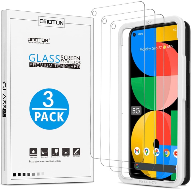 Photo 4 of 2 Sets - [3 Pack] OMOTON Screen Protector For Google Pixel 5a, Bubble Free, Easy Installation, Scratch Resistant, Tempered Glass Screen Protector Compatible for Pixel 5a 5G