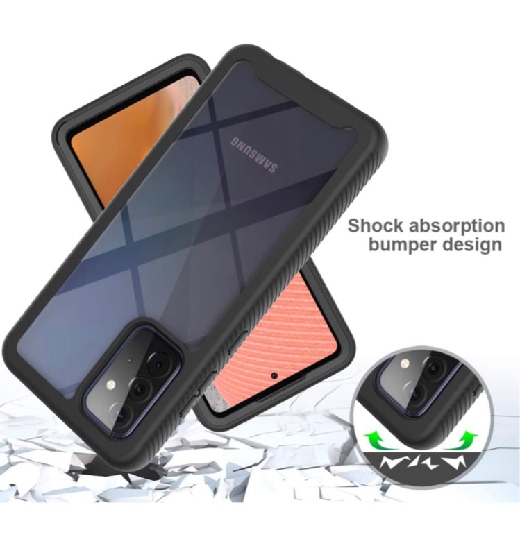 Photo 2 of 3 Pack I Full Body Phone Case for Samsung Galaxy A72 5G 6.7?| Built-in Anti-Scratch Screen Protector Work with Fingerprint ID| Heavy Duty Armor Shockproof Soft TPU Bumper Drop Protection(Black)