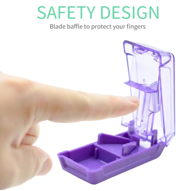 Photo 1 of 2 Pack I Pill Cutter - Pill Splitter for Cutting Small Pills or Large Pills in Half with Safe Blade,Safety Blade Guard Medicine Slicer,Medication Vitamin Divider Cutting Drugs Cleanly (Purple)