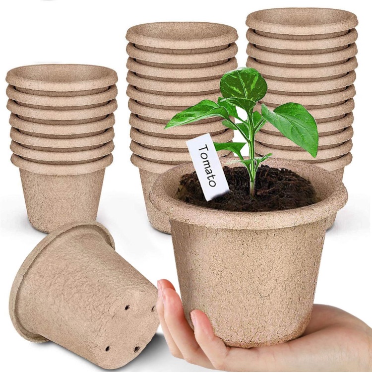 Photo 1 of ANGTUO Peat Pots for Garden Seedling Tray 4in 100% Eco-Friendly Organic Germination Seedling Trays Biodegradable 30 Pack and 18 Plastic Plant Markers Included