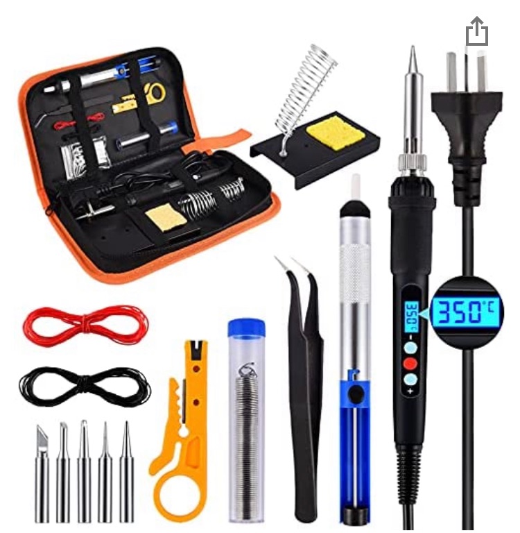 Photo 1 of AOZOY Electronics Soldering Iron Kit - Portable 60W LCD Digital Display Welding Tool with Adjustable Temperature 5pcs Solder Iron Tips Desoldering Pump Tweezers Stand Solder for Soldering Set