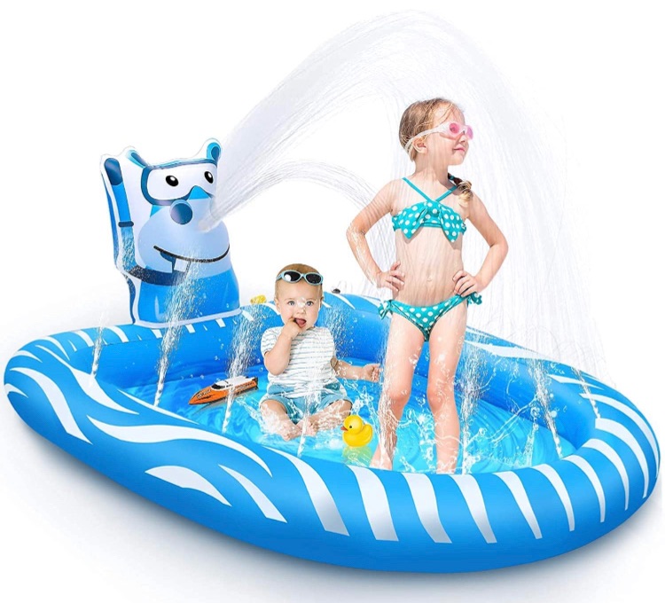 Photo 1 of Beewarm Inflatable Splash Pad Sprinkler Pool Toys for Kids and Toddlers - Lifetime Replacement - Outdoor Kiddie Summer Water Mat Splash Pad Gifts for Boys and Girls (Small)